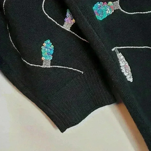 Tipsy Elves Oversized Black Sweater Dress Iridescent Sequin Christmas Lights XS - Picture 5 of 16